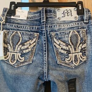 Miss Me Light Blue Boot Cut Jeans with Embellished Pockets